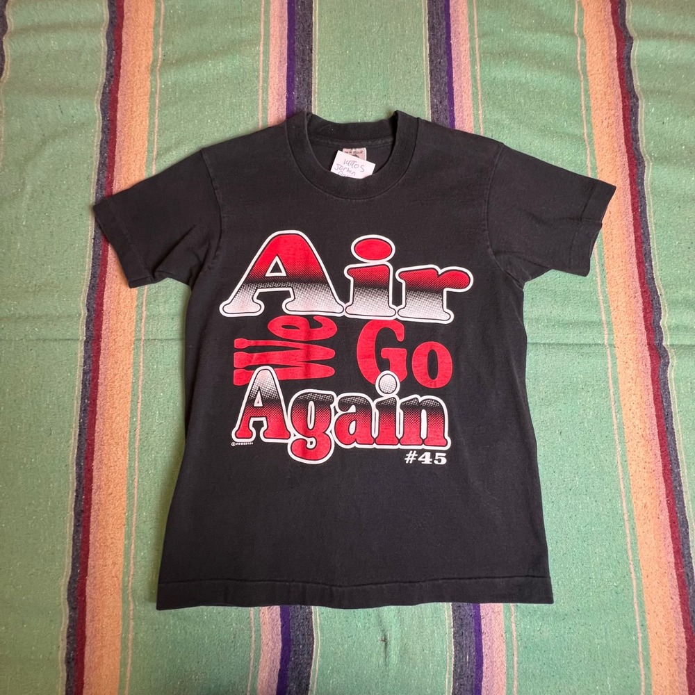 Chicago bulls vtg T-Shirt Boys 14-16 Black Air We Go Again #45 Vintage 90s USA